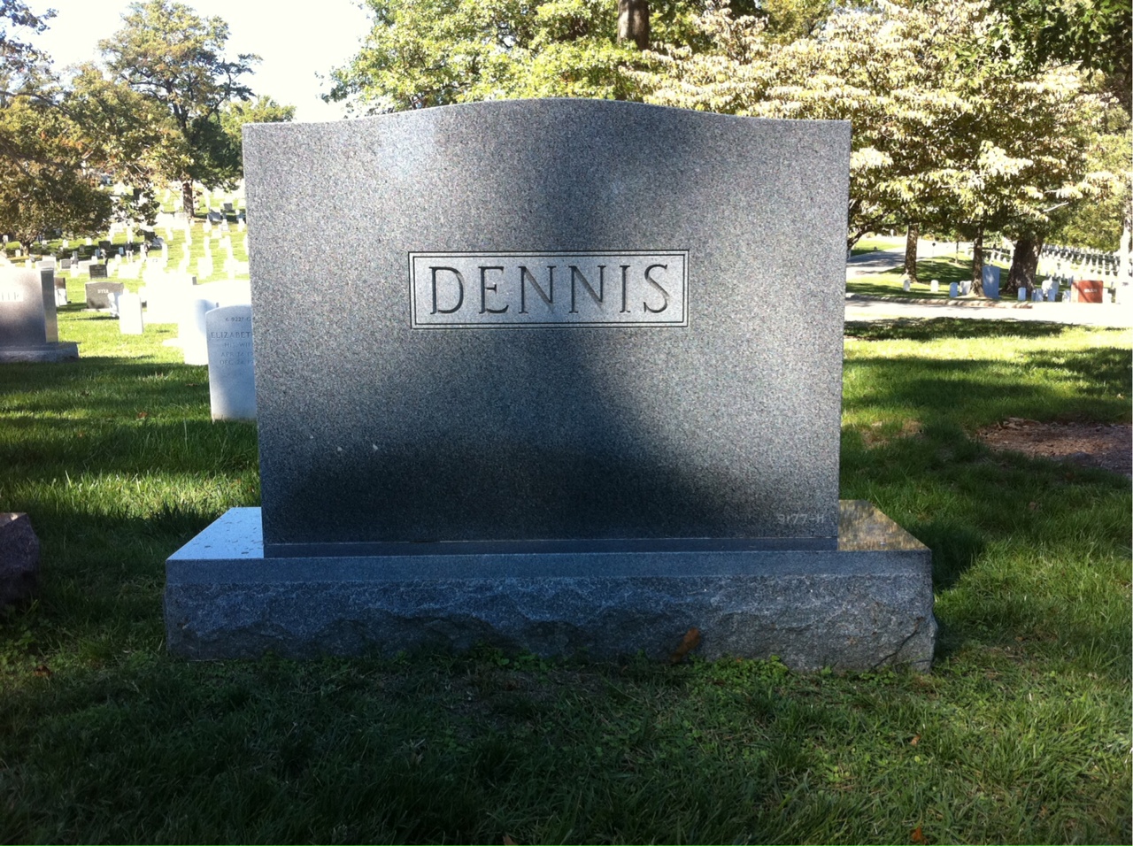 Back of headstone — James Dennis