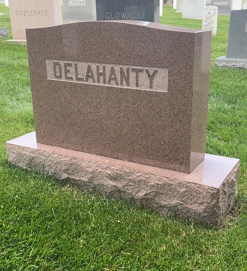 Back of headstone — John F Delahanty