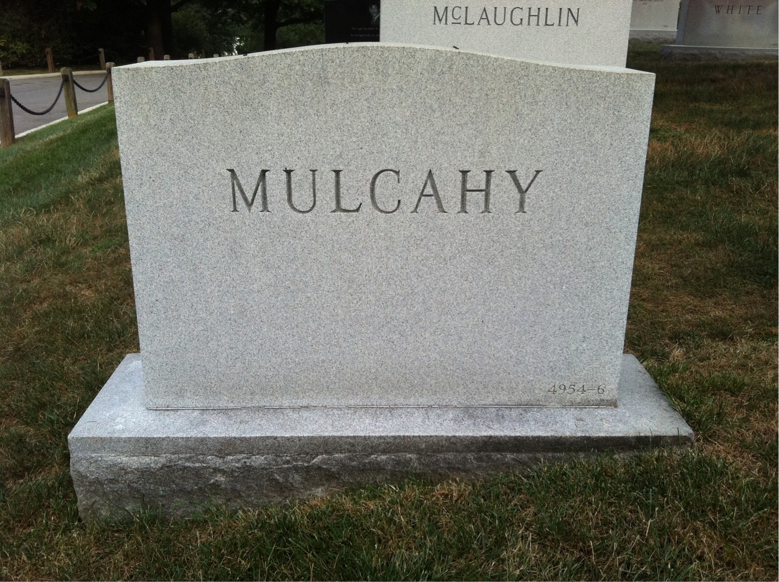 Back of headstone — Elizabeth Mulcahy