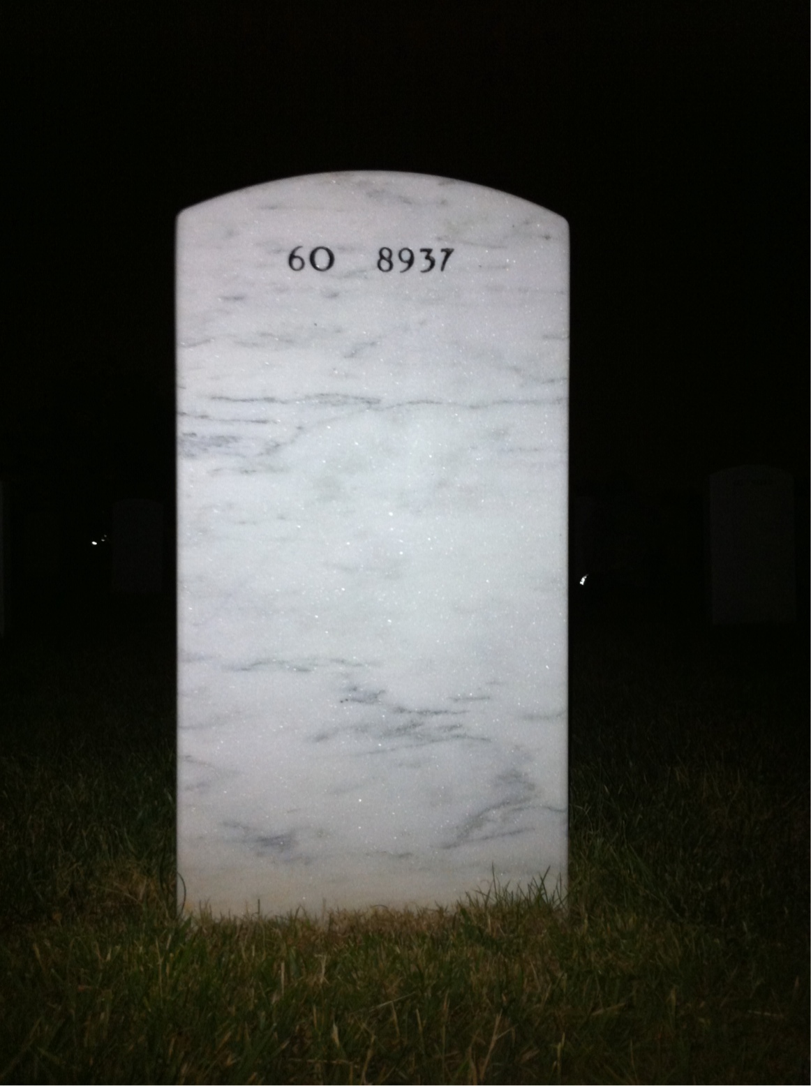 Back of headstone — Adam Benjamin