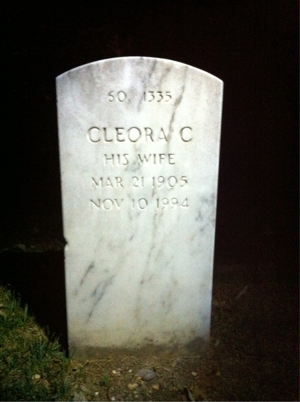Back of headstone — John Cox