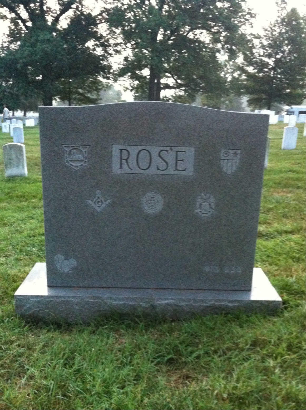 Back of headstone — William Rose