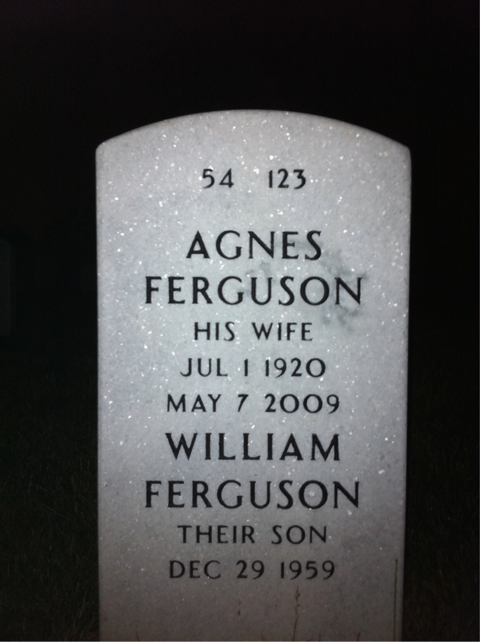 Back of headstone — Arthur Houghton