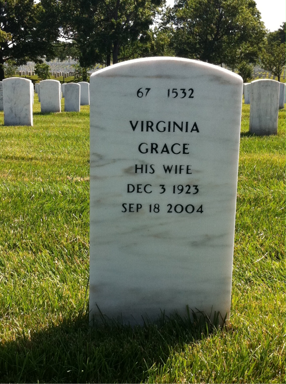 Back of headstone — Everett Worthington
