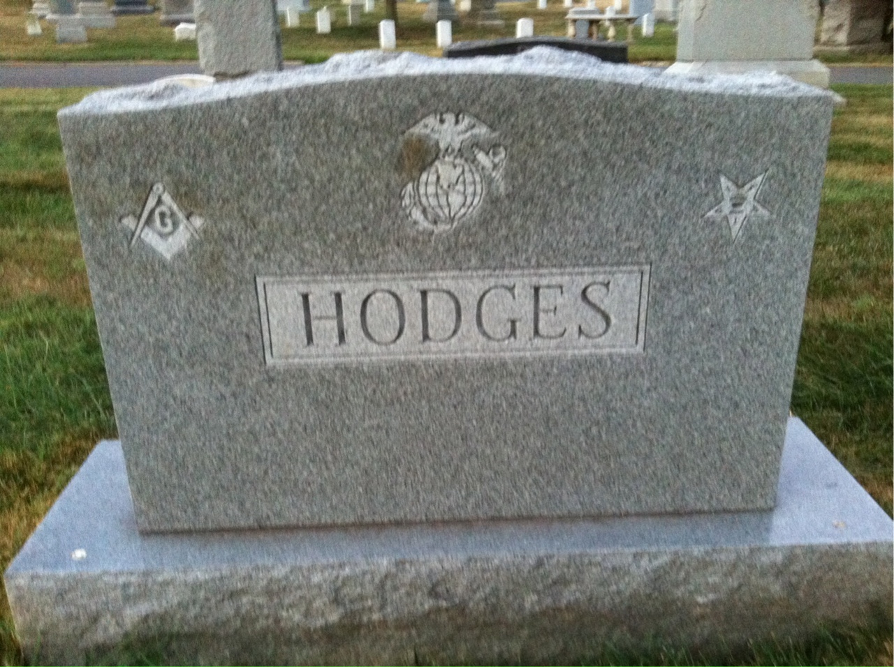 Back of headstone — William Hodges
