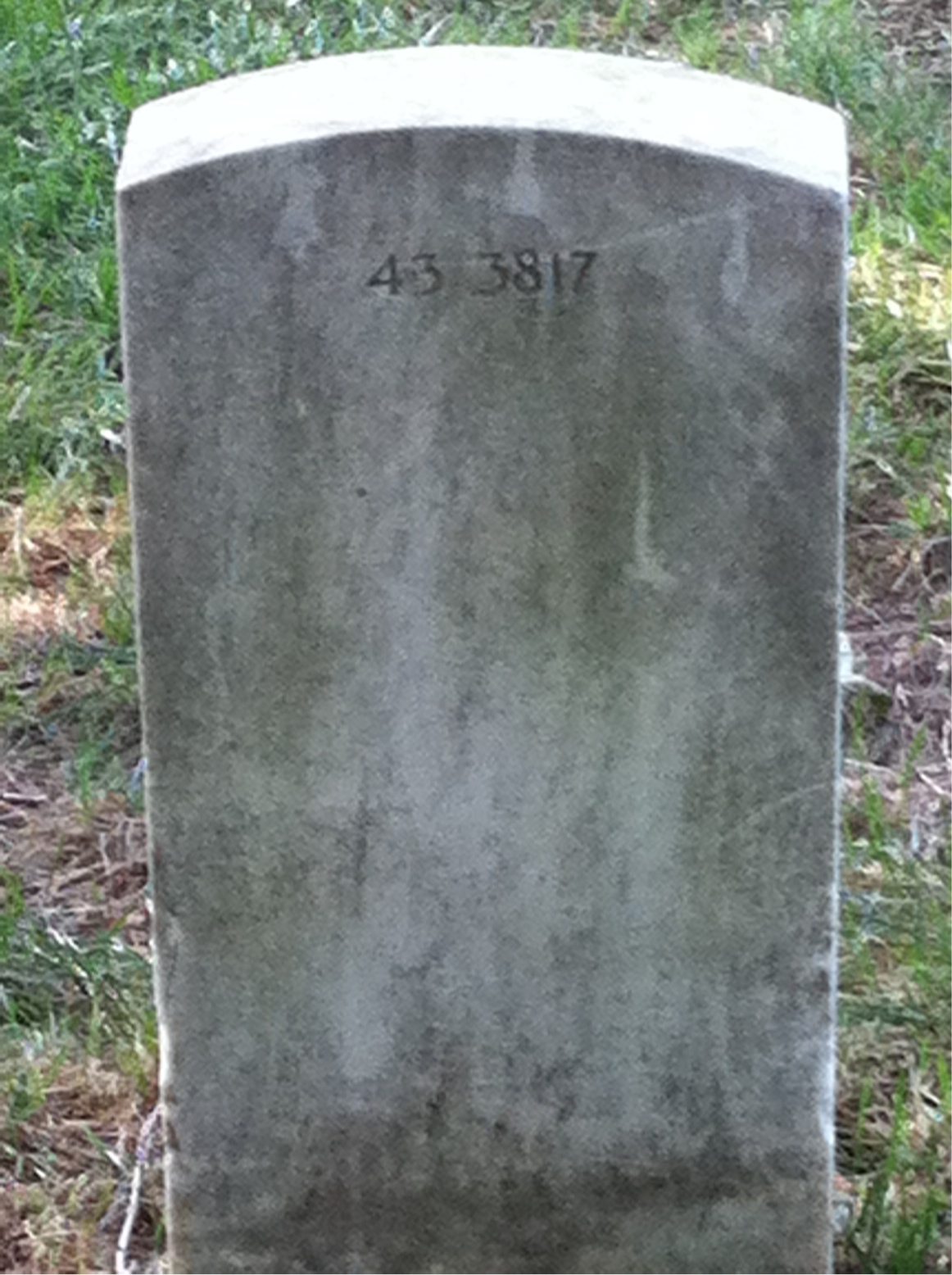 Back of headstone — Robert Adams