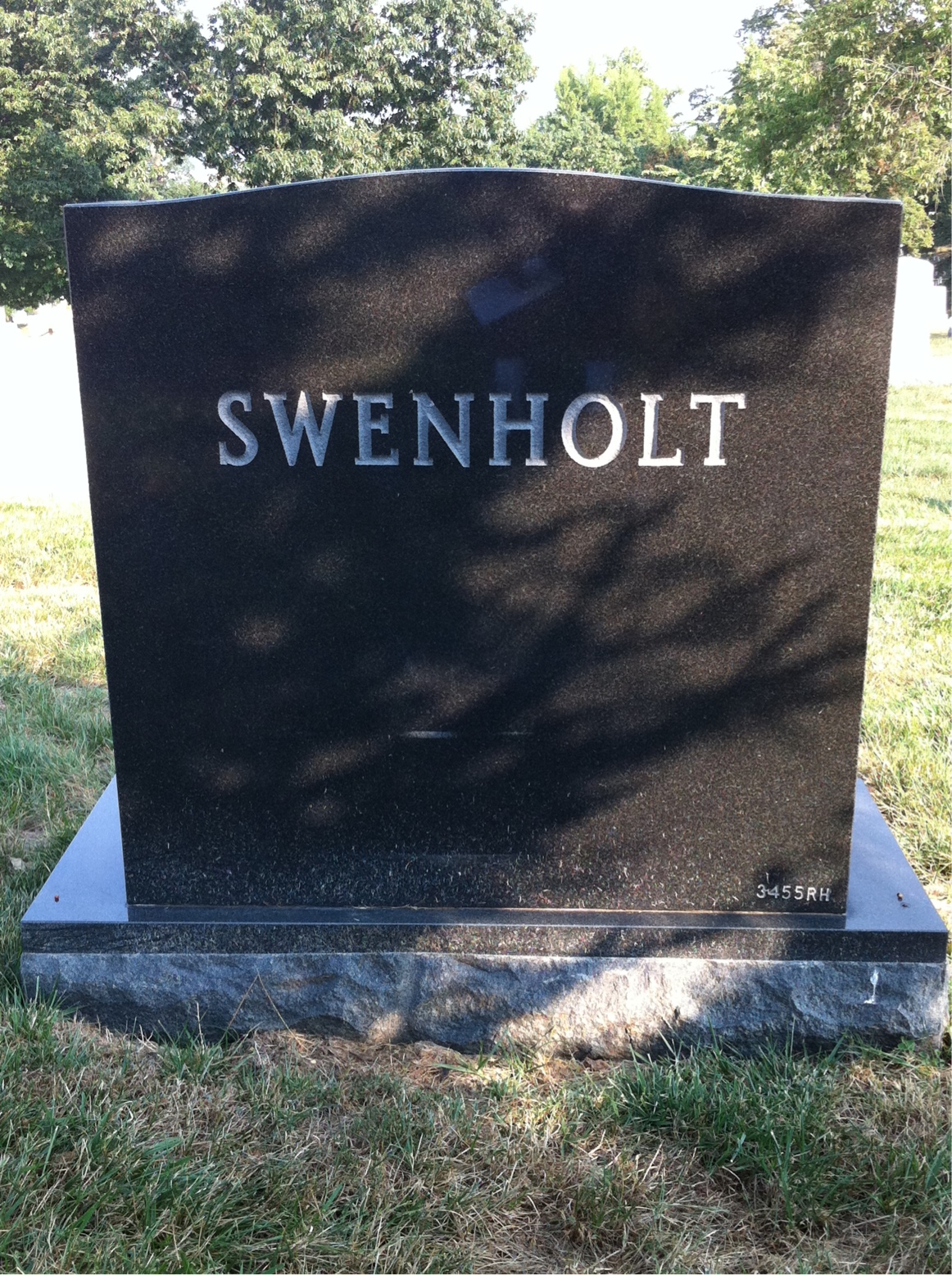 Back of headstone — Donald Swenholt