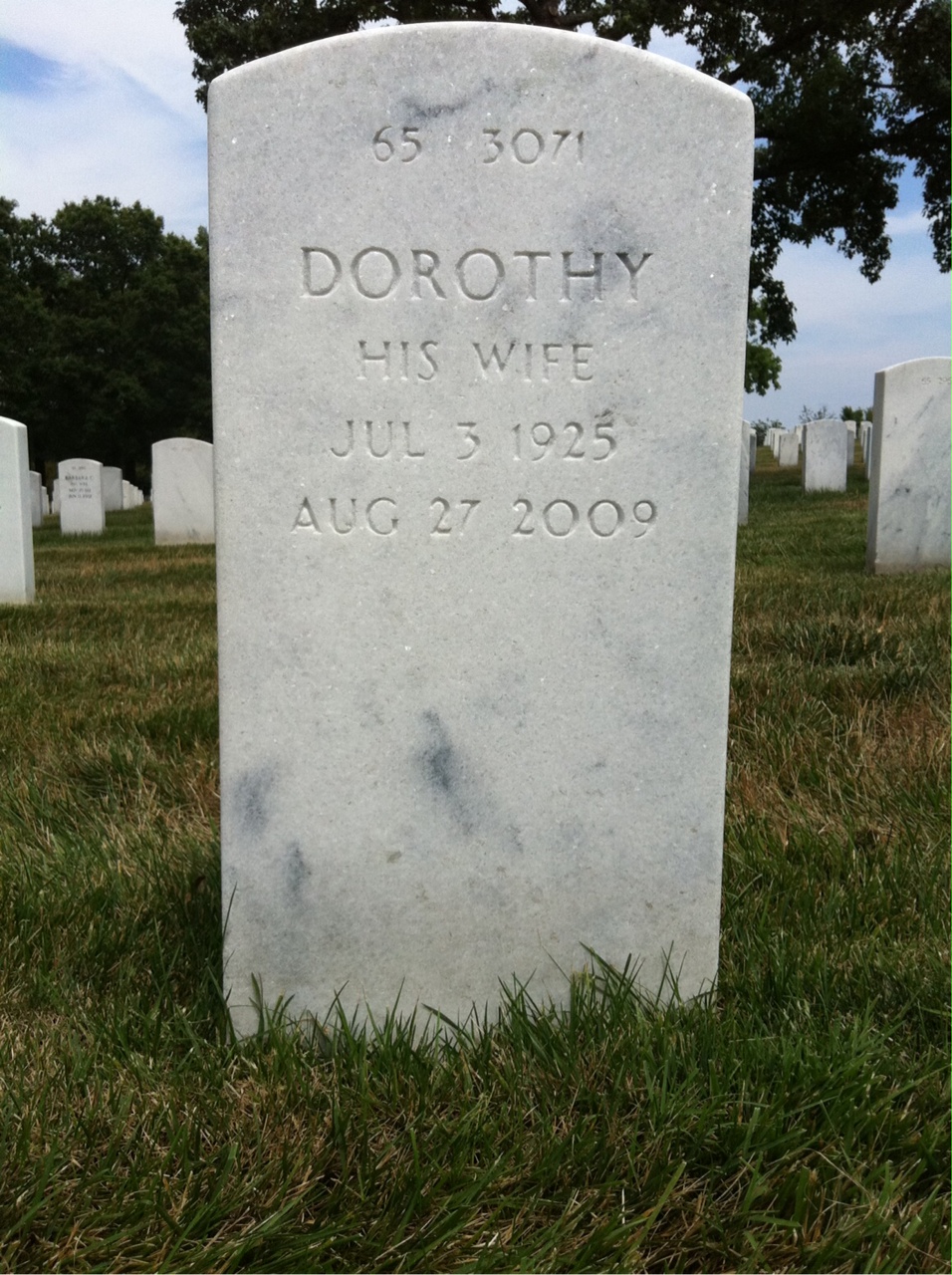 Back of headstone — Thomas Wright