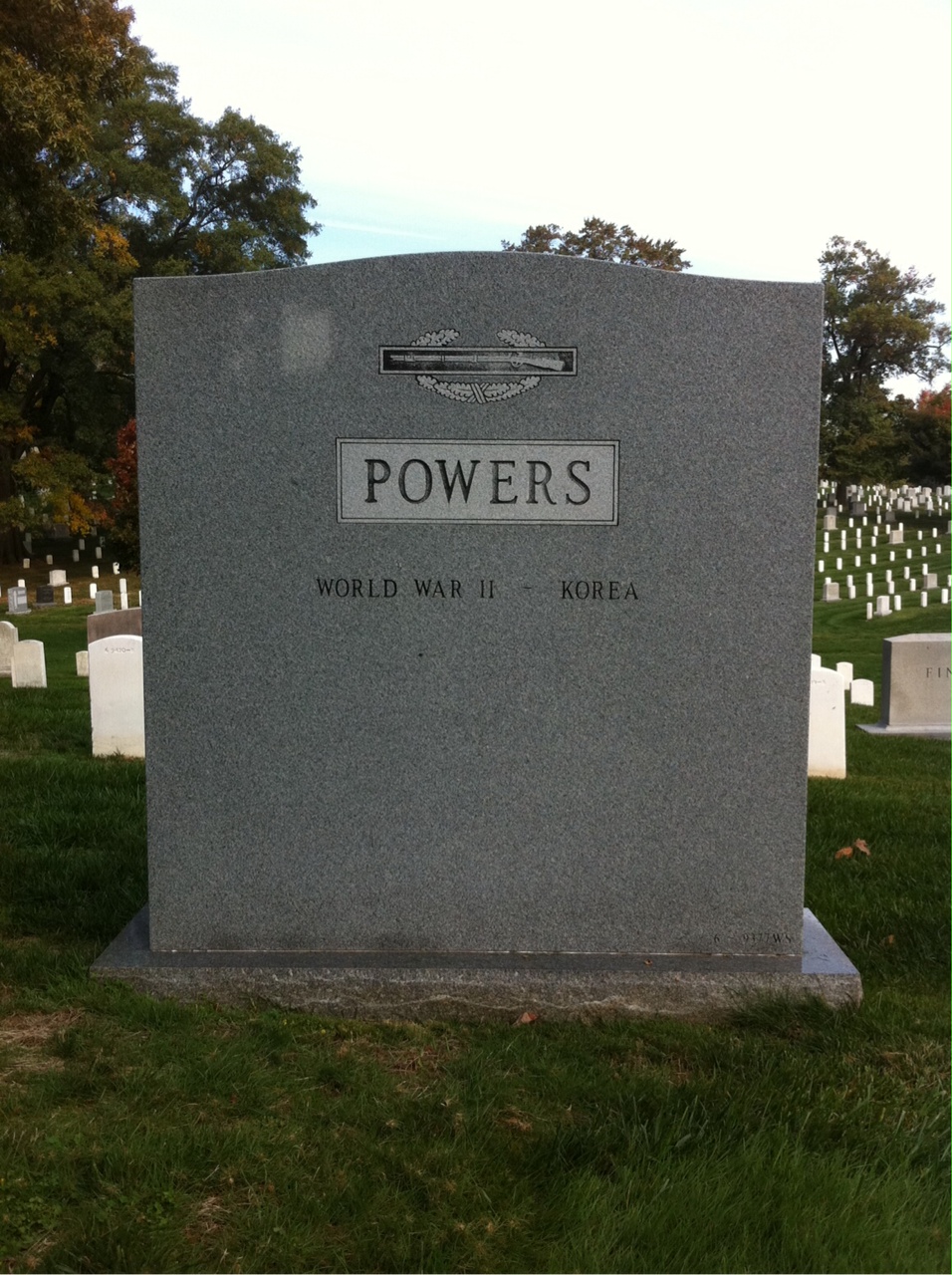 Back of headstone — Joseph Powers