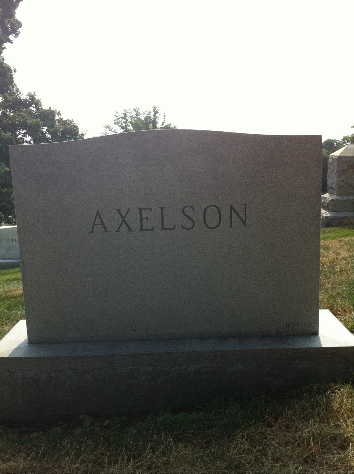 Back of headstone — Russell Axelson