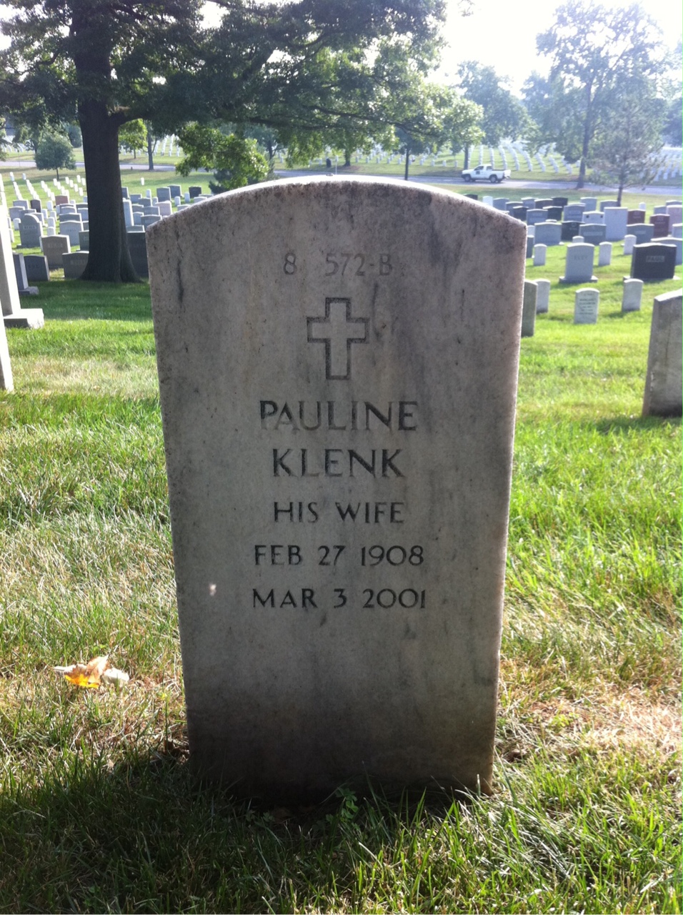 Back of headstone — Mervin Arps