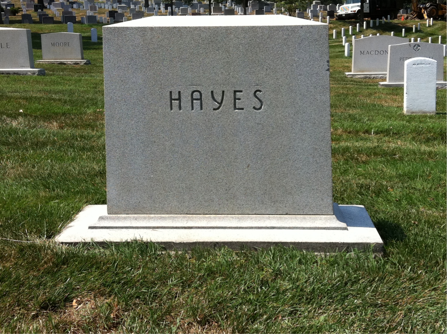 Back of headstone — William P Hayes