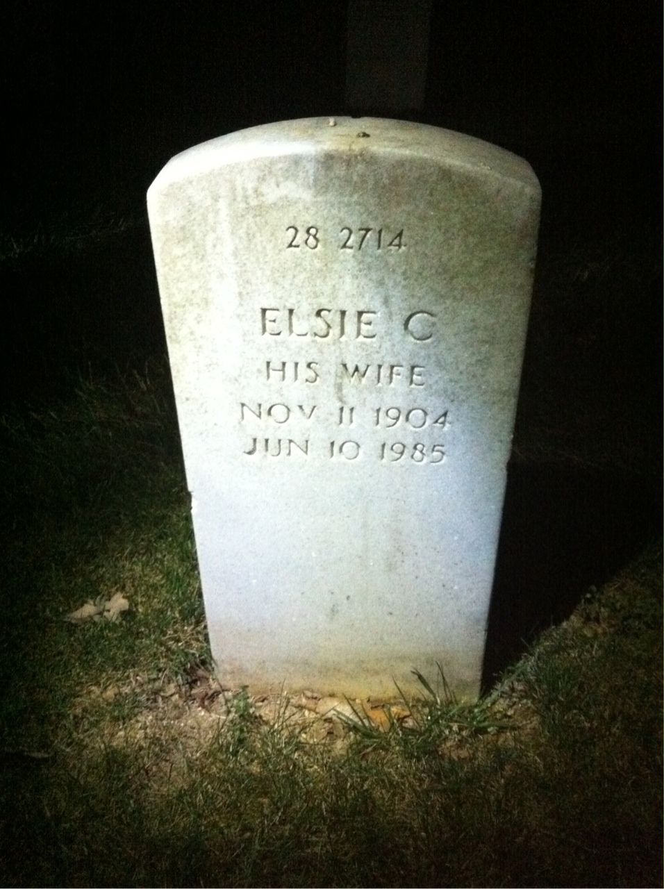 Back of headstone — Ellis Murrell