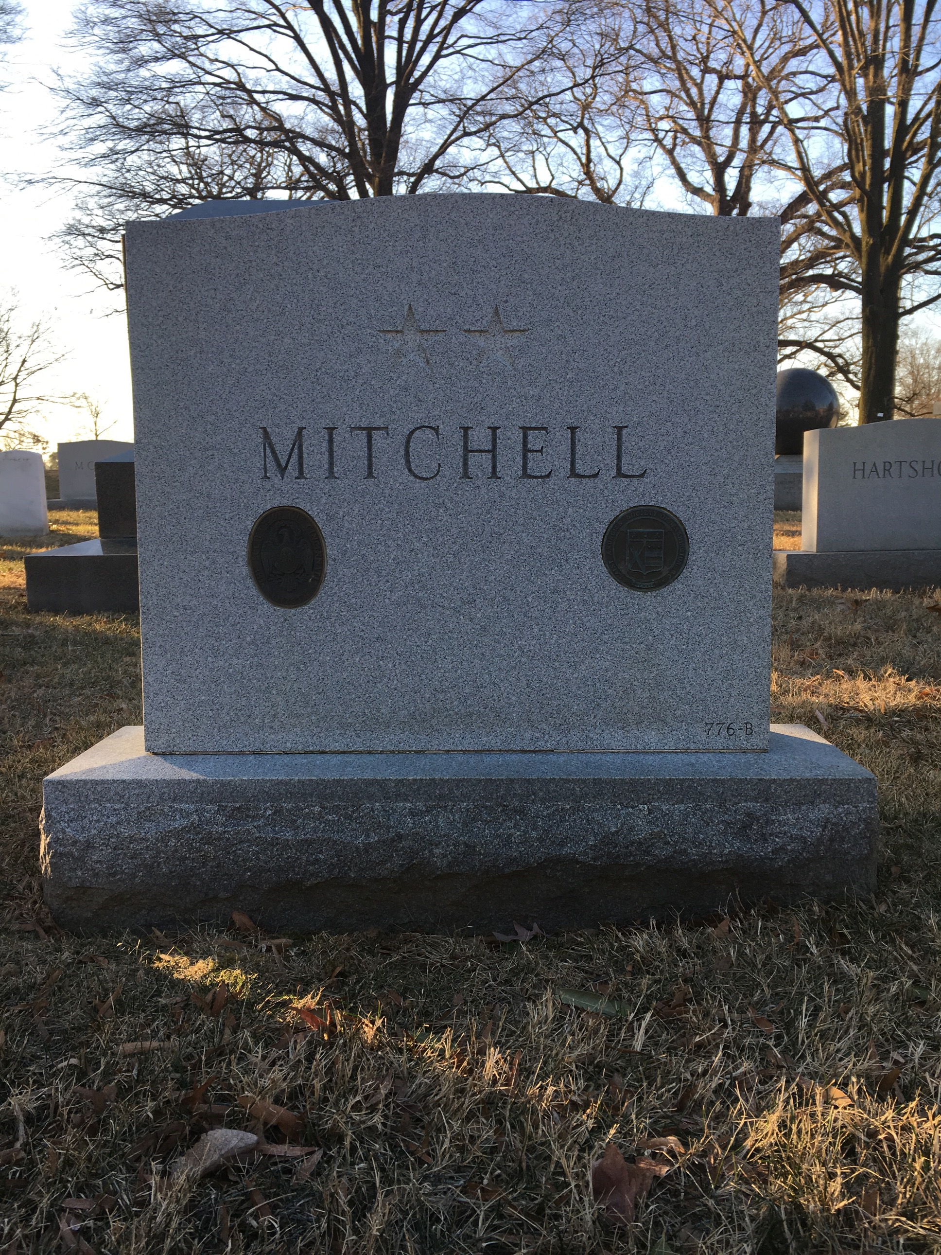 Back of headstone — Frank Mitchell