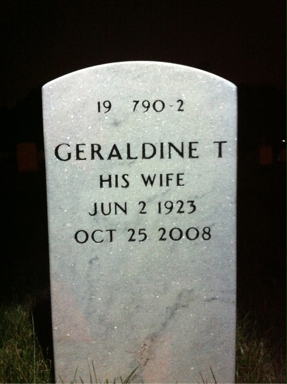 Back of headstone — Wesley Watkins