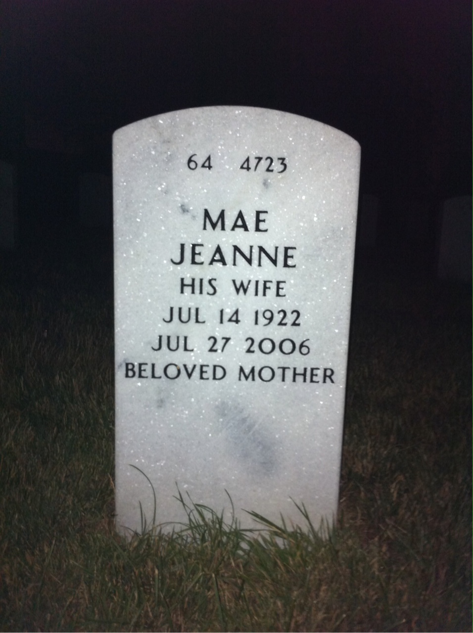 Back of headstone — Norman Stutzer