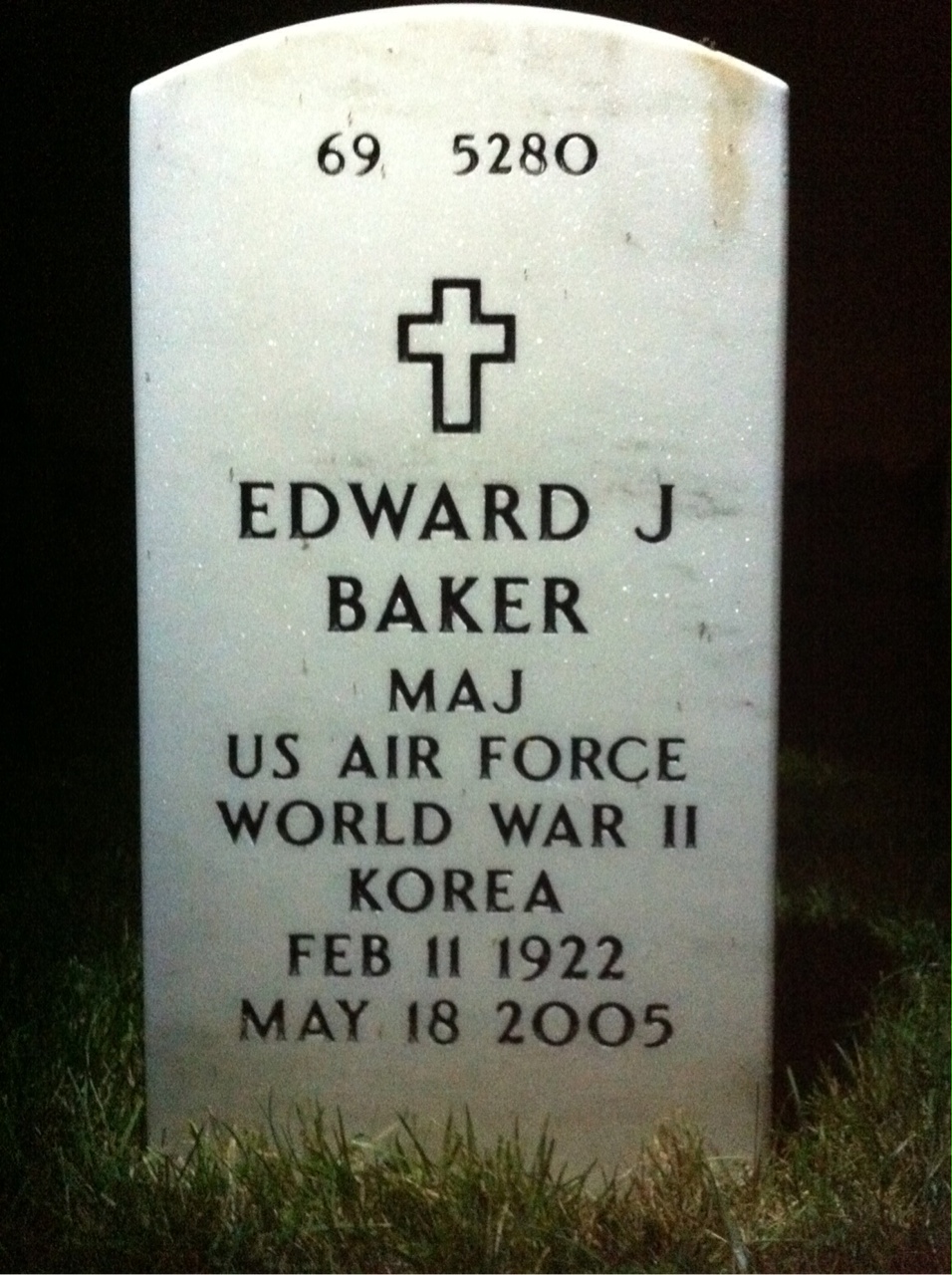 Back of headstone — Edward Baker