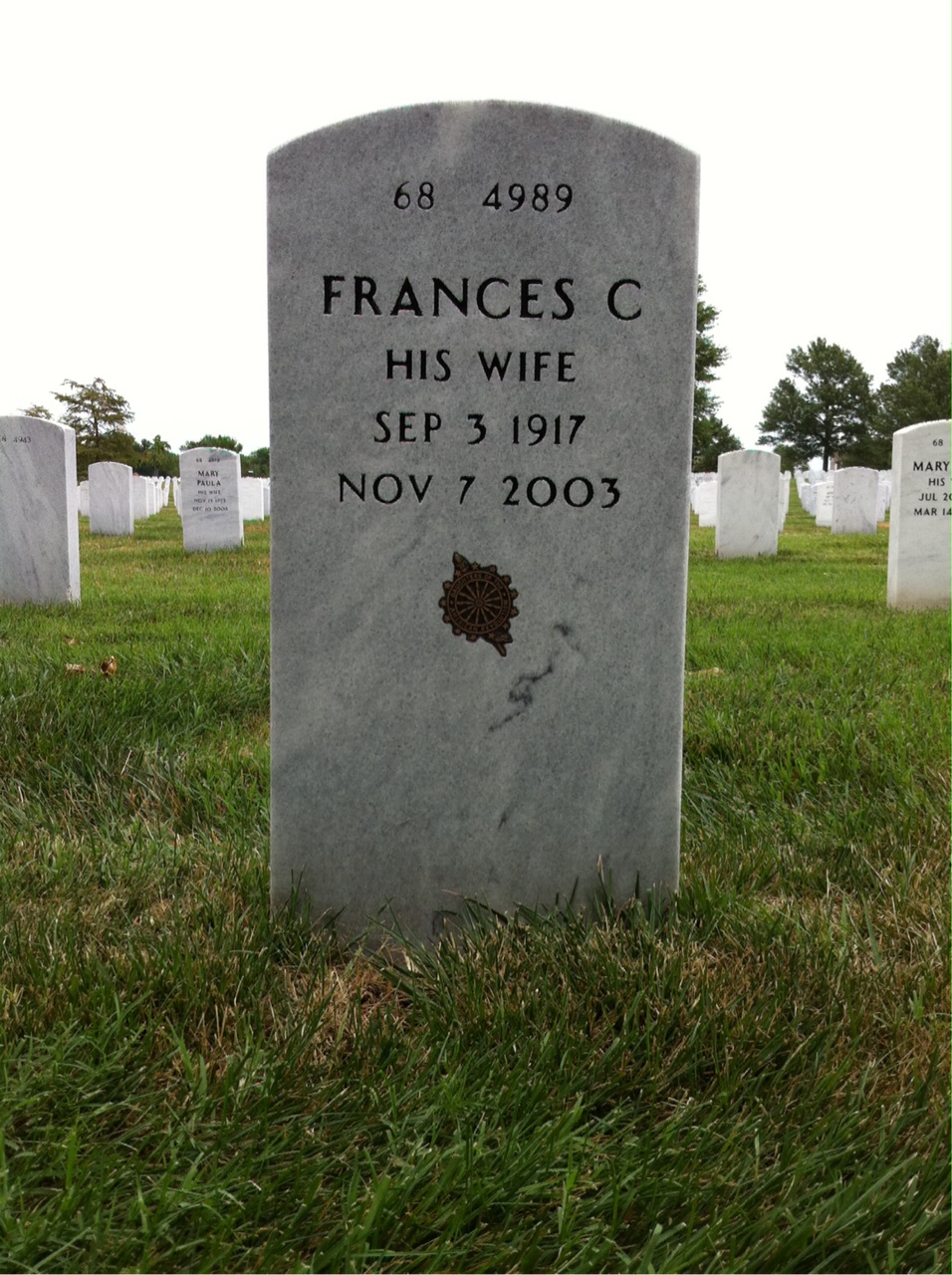 Back of headstone — John Cox