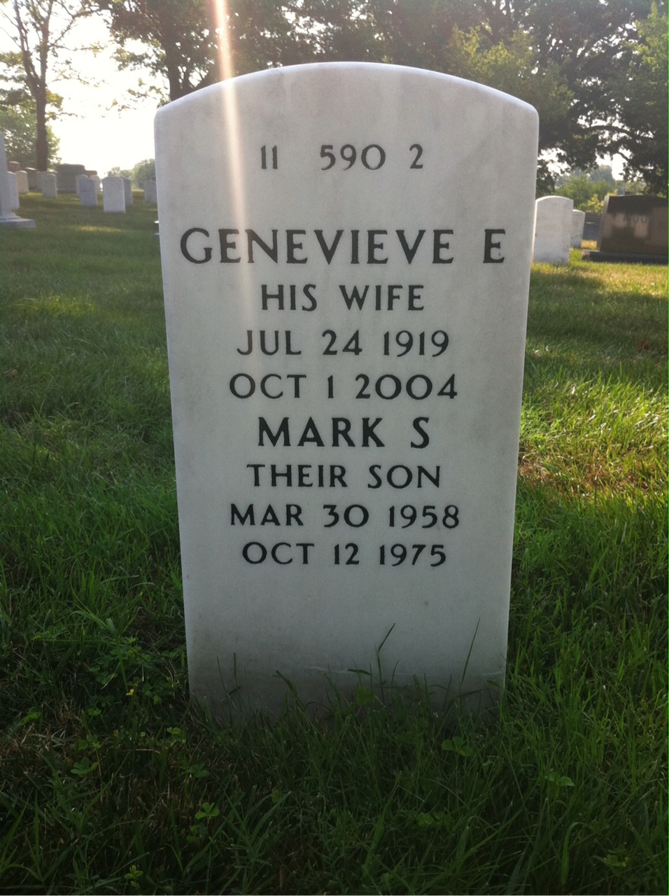 Back of headstone — Frank Gogalski