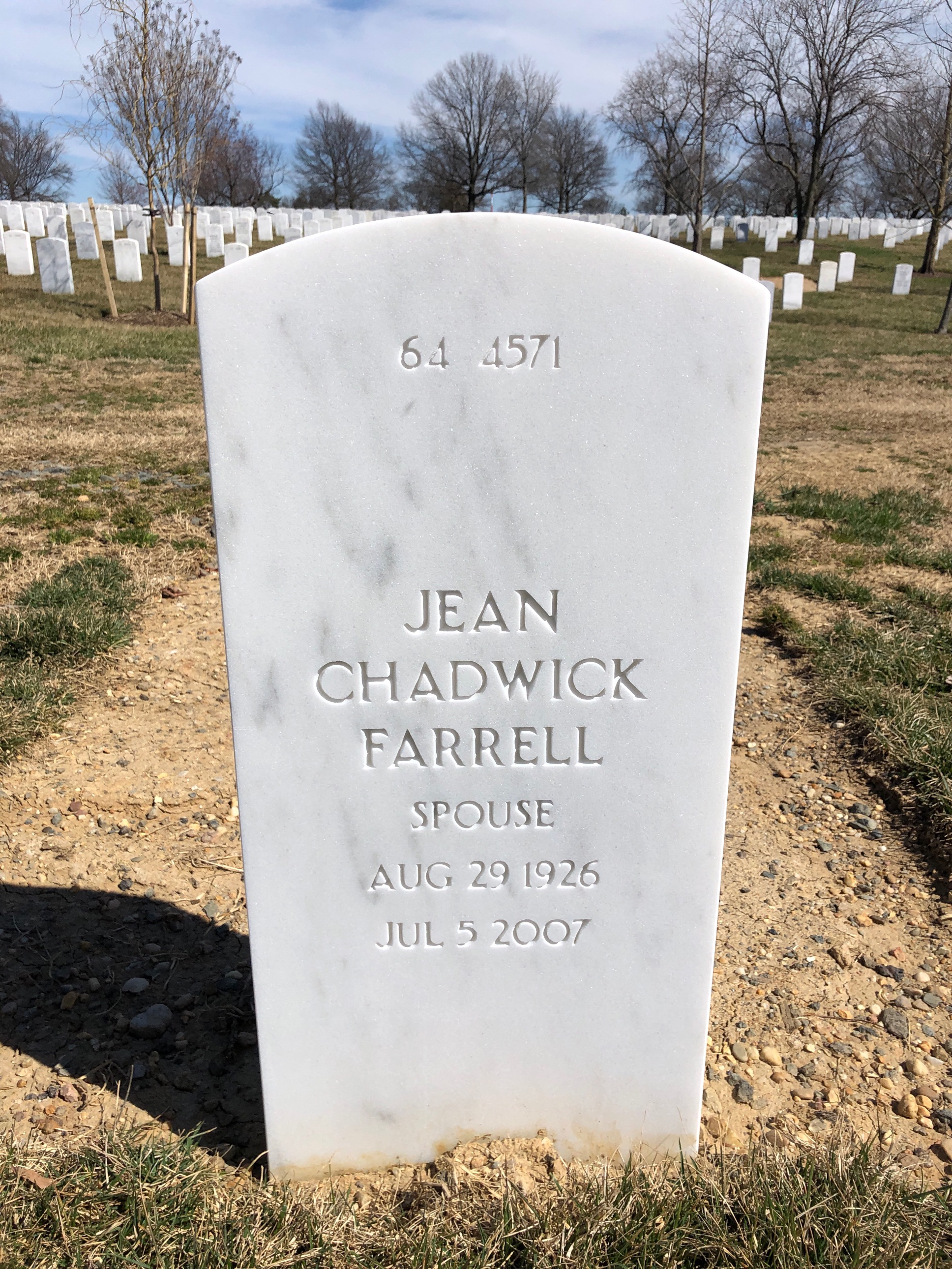 Back of headstone — William Farrell