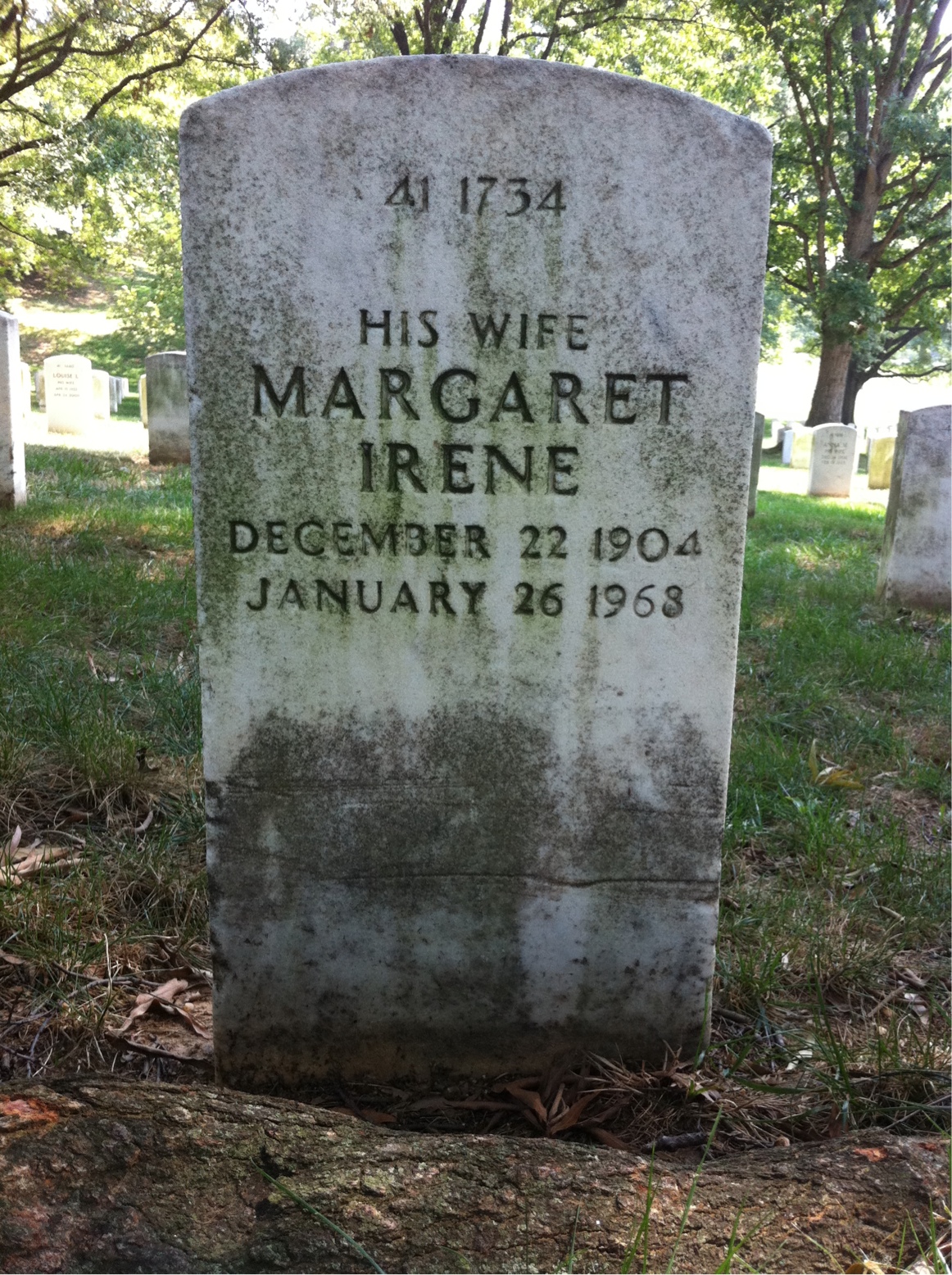 Back of headstone — Margaret Moore