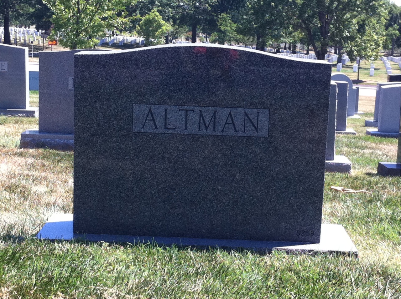 Back of headstone — Sophie Altman
