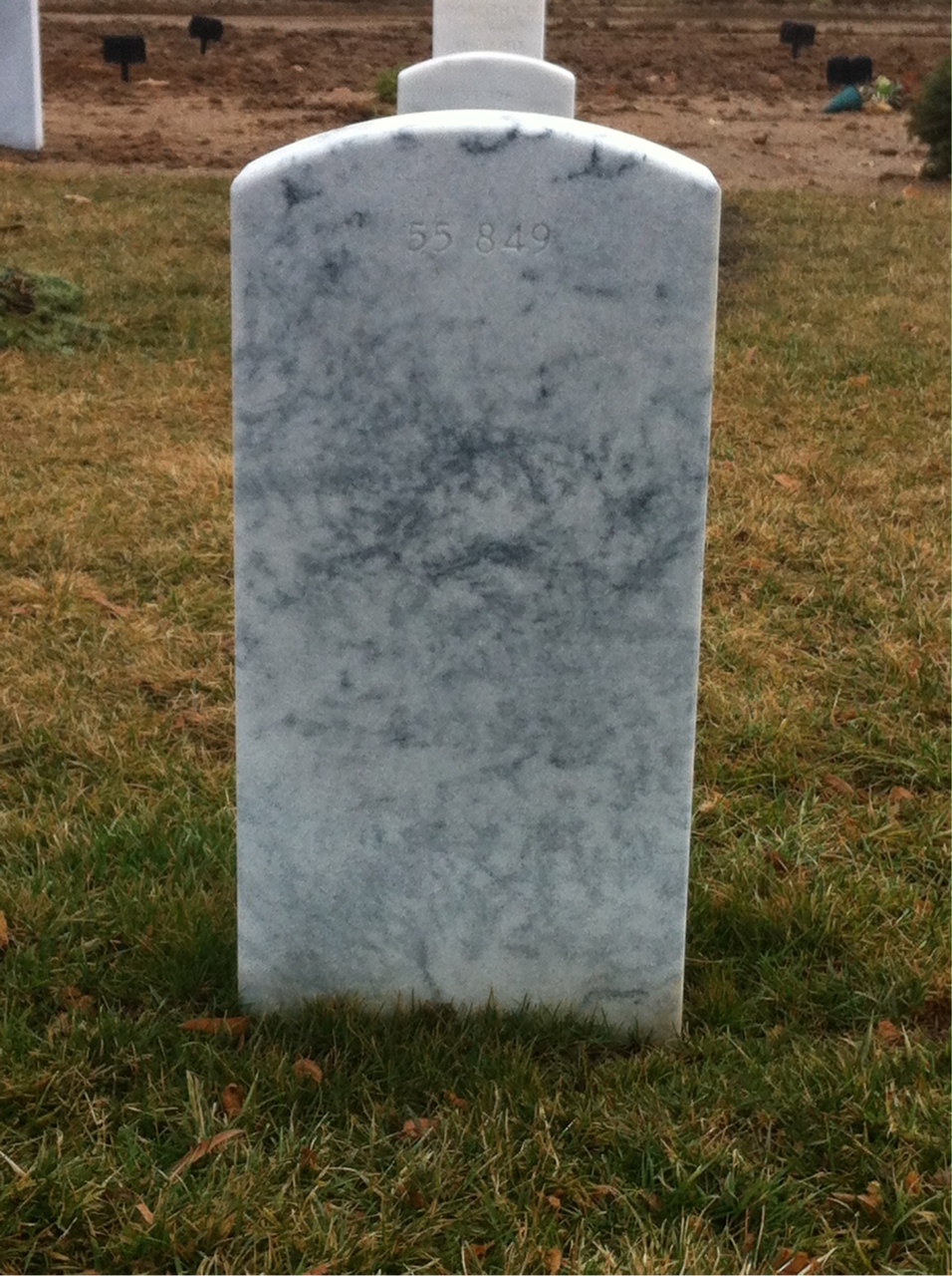 Back of headstone — Donald Wilbur Barnard