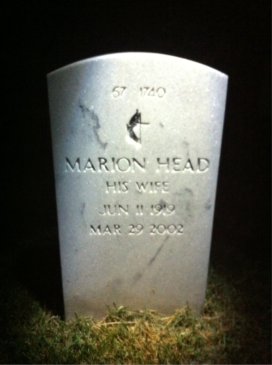 Back of headstone — Marion Mintzer