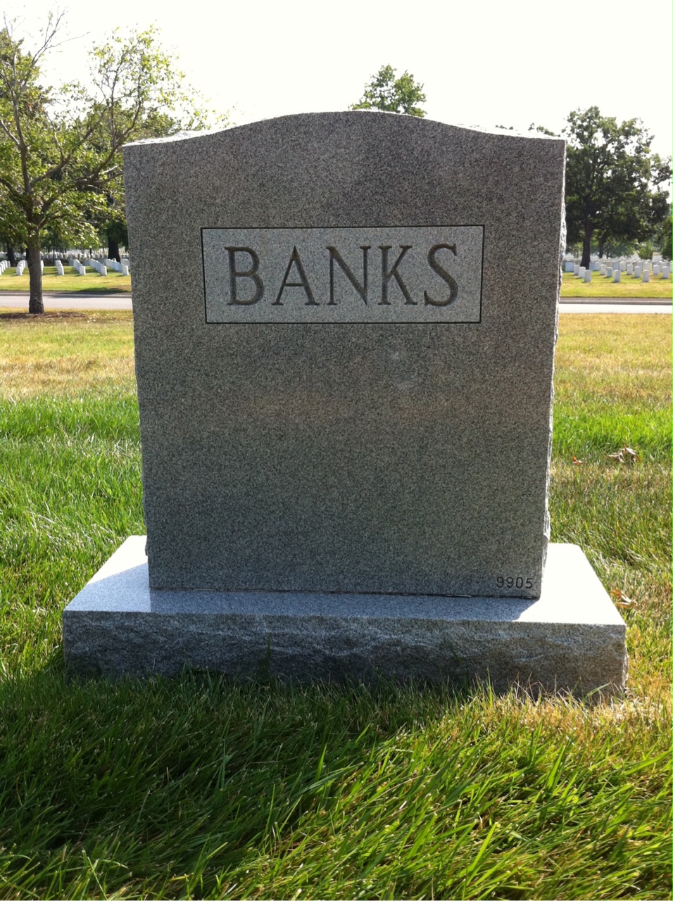 Back of headstone — Horace Banks