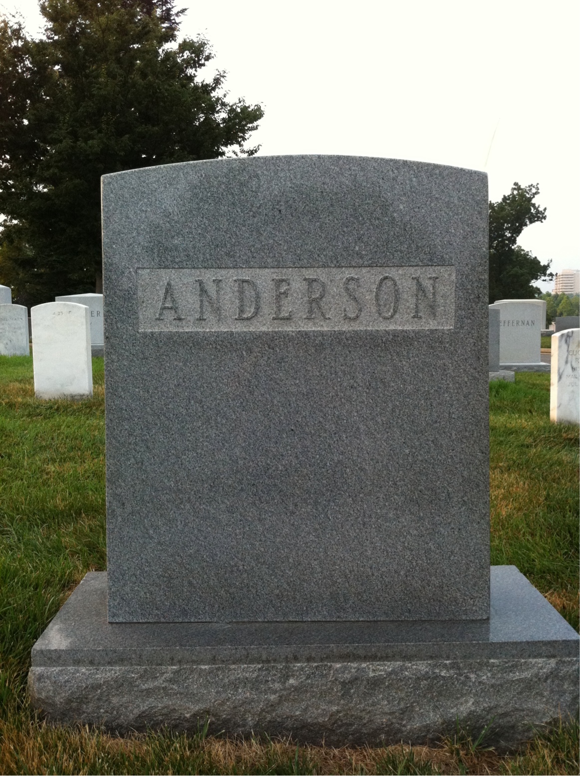 Back of headstone — Paul Anderson