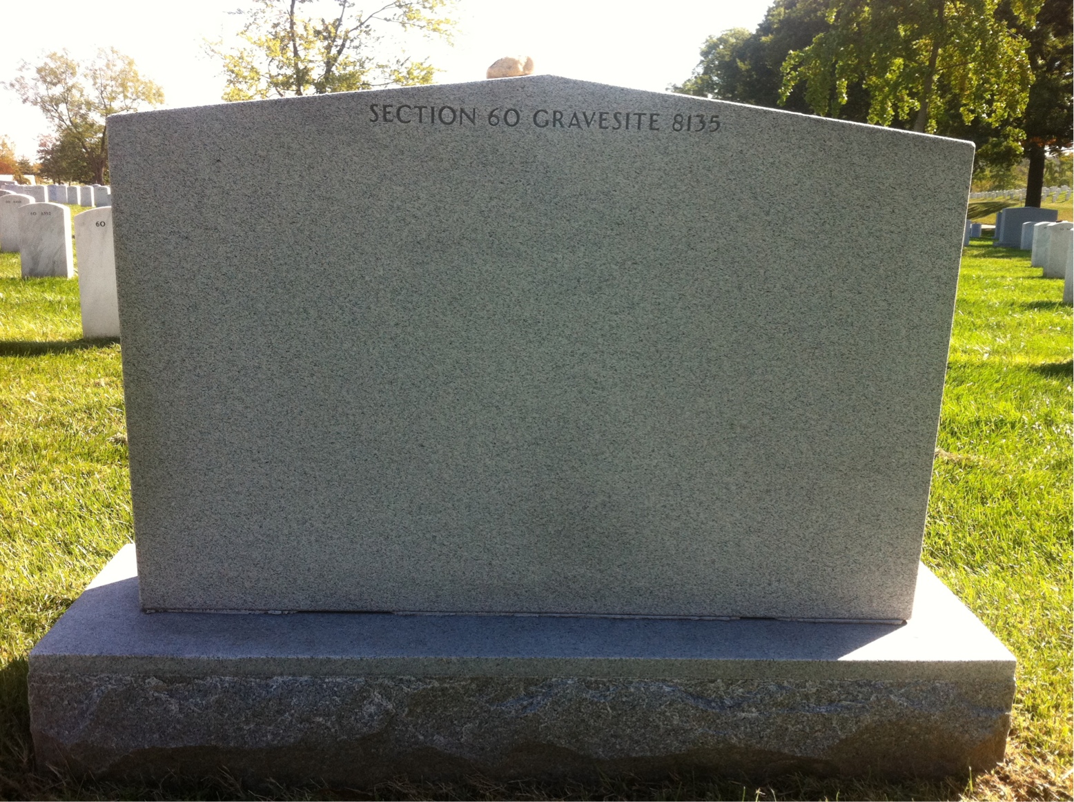 Back of headstone — Donald Thompson