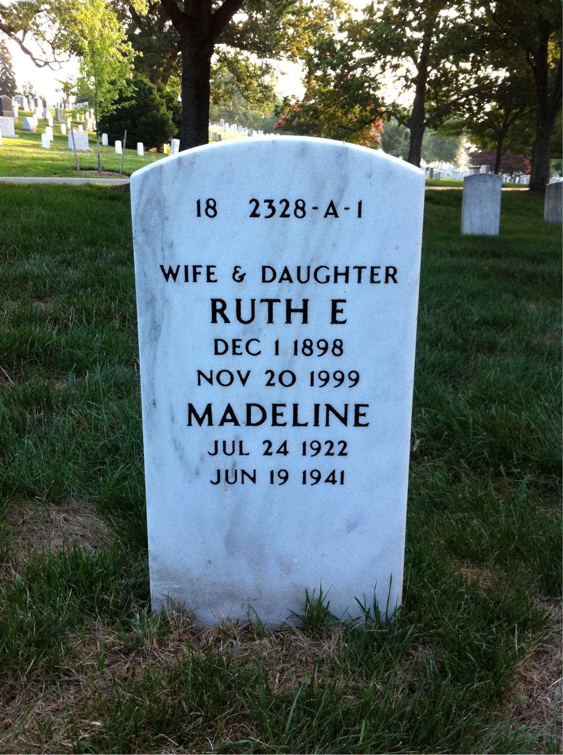 Back of headstone — Madeline Bozeman