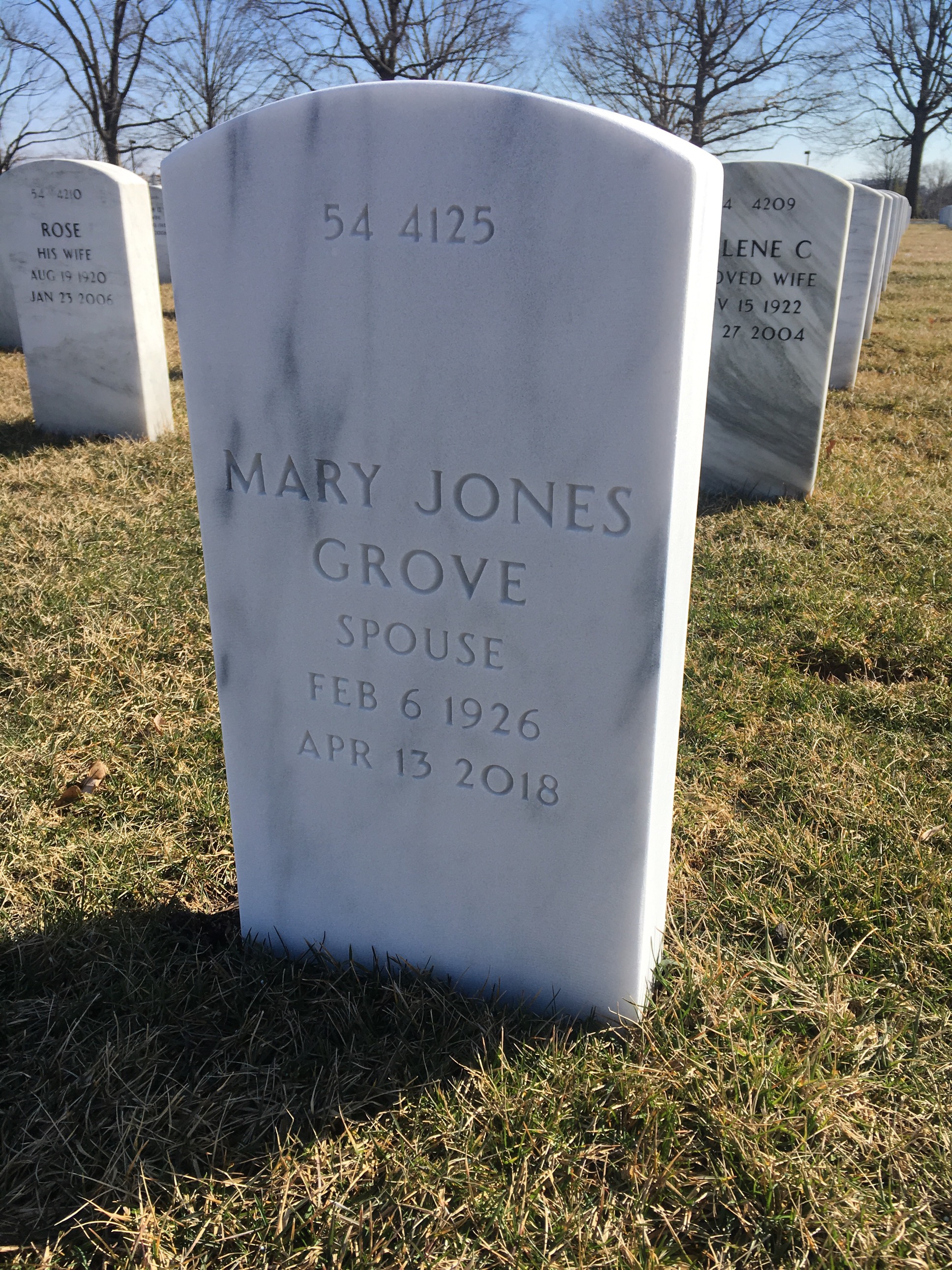 Back of headstone — Joseph Grove