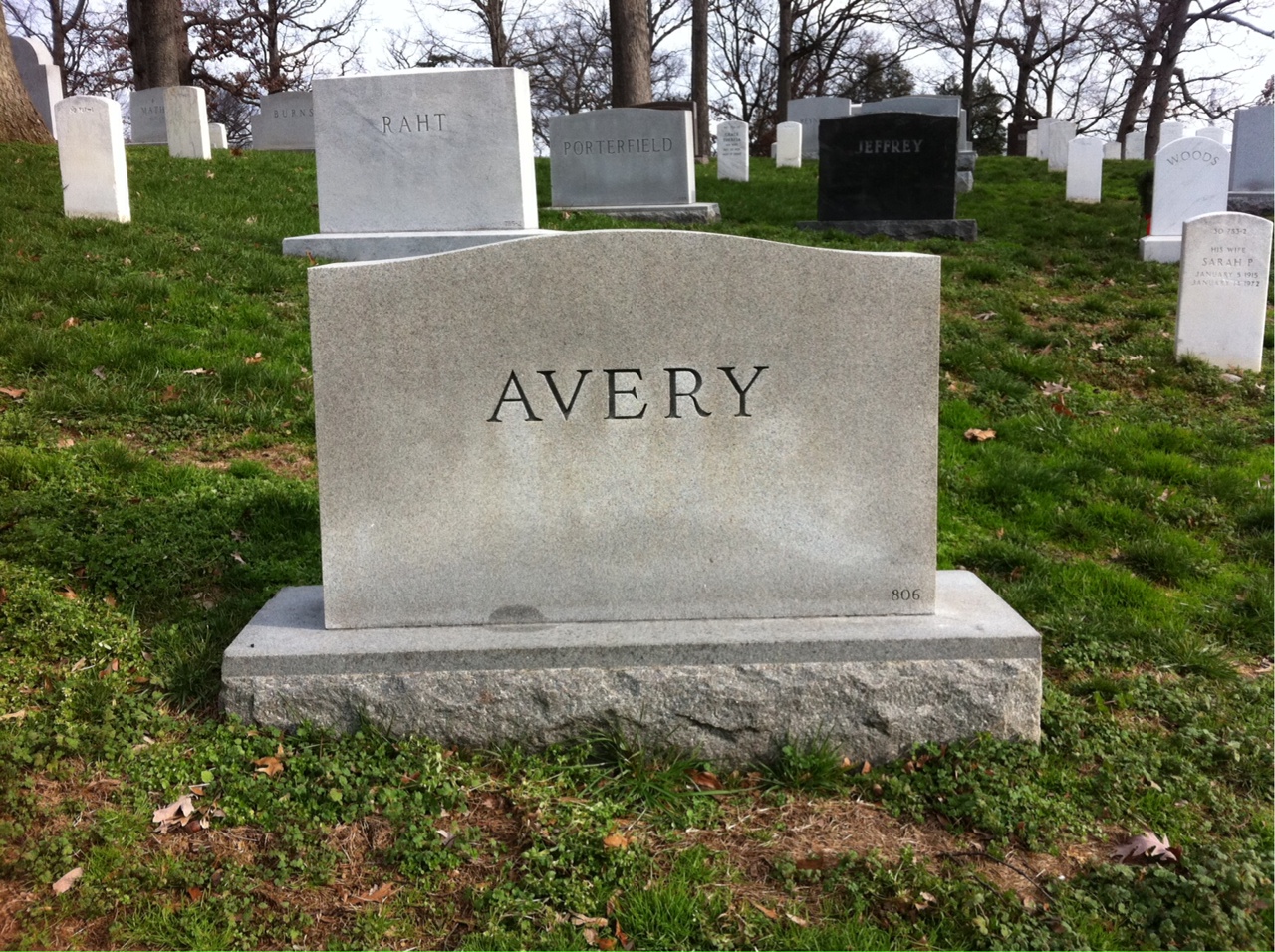 Back of headstone — Charles Avery
