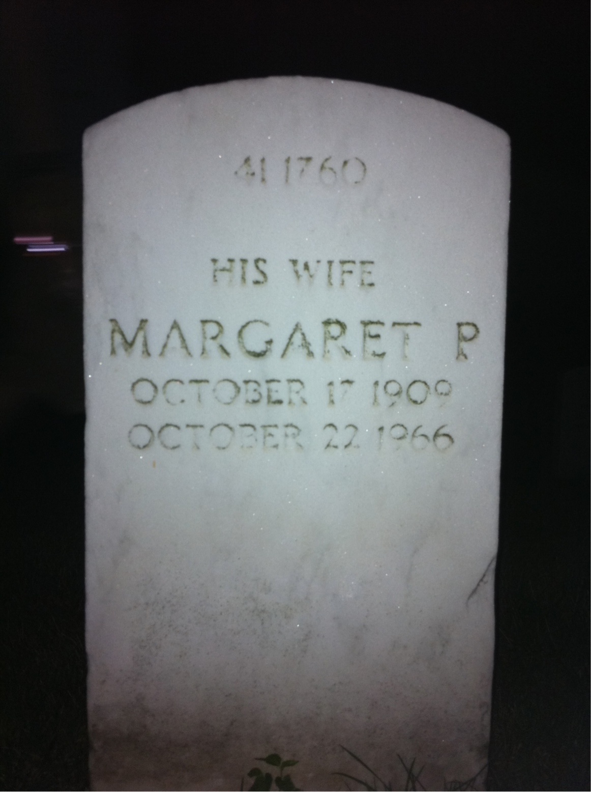 Back of headstone — Margaret Midgley