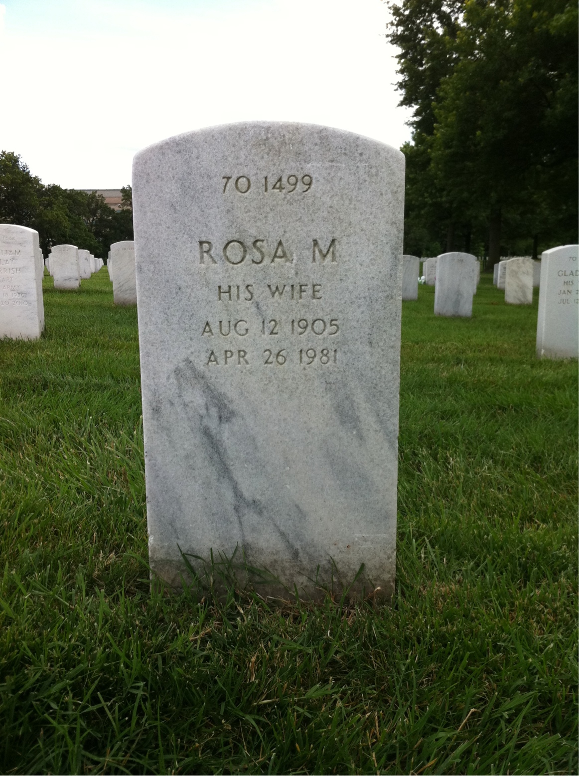Back of headstone — Walter Clarence Glover