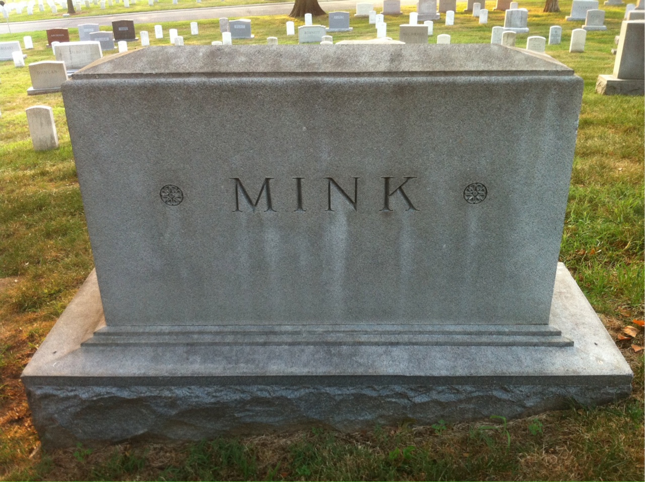 Back of headstone — Grace Mink