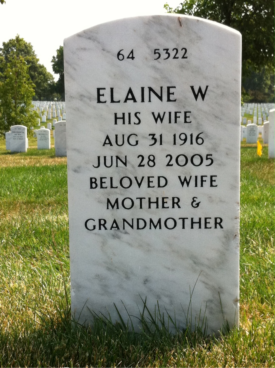 Back of headstone — Anello Ross