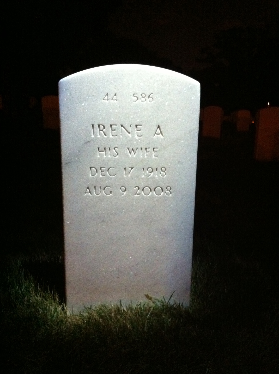 Back of headstone — Francis Kraemer