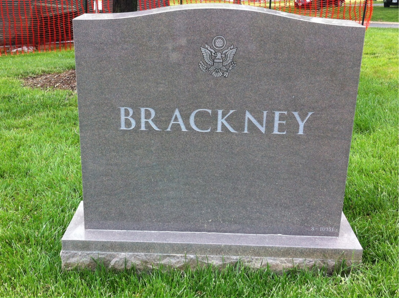 Back of headstone — Richard Brackney