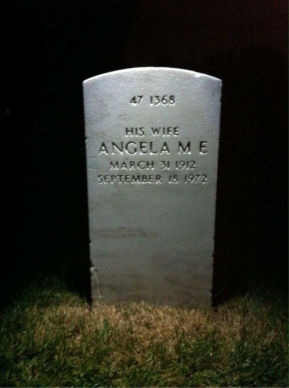 Back of headstone — Angela Morrissey