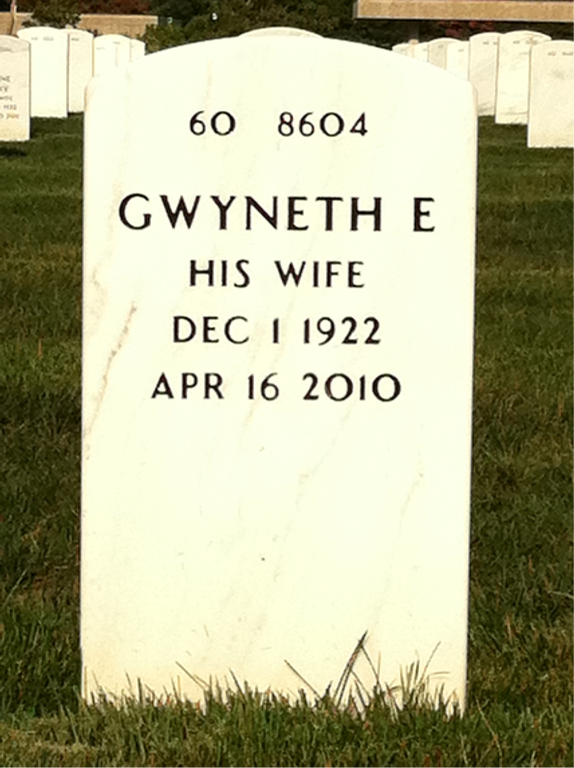 Back of headstone — Herbert Hallet