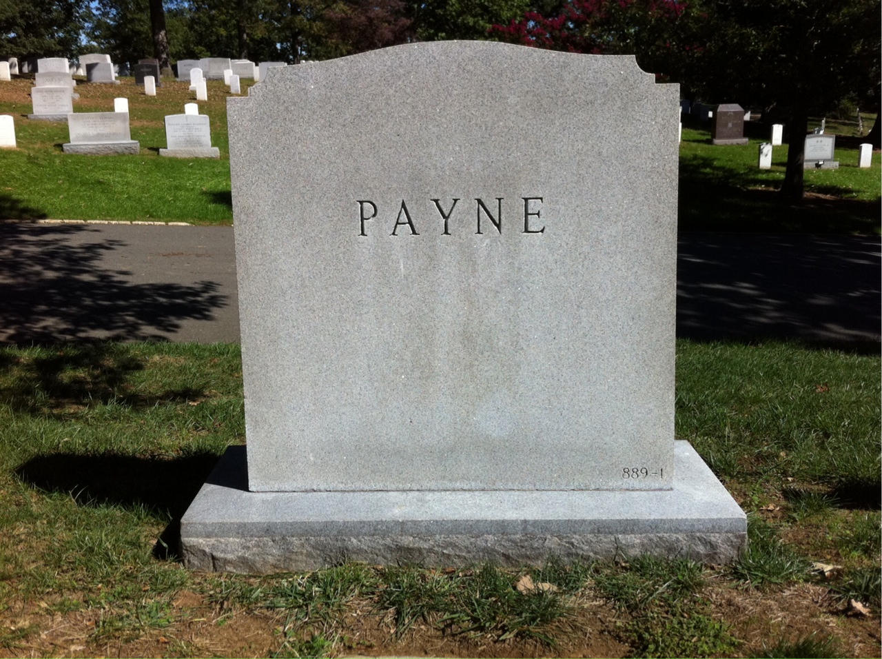 Back of headstone — Samuel S Payne
