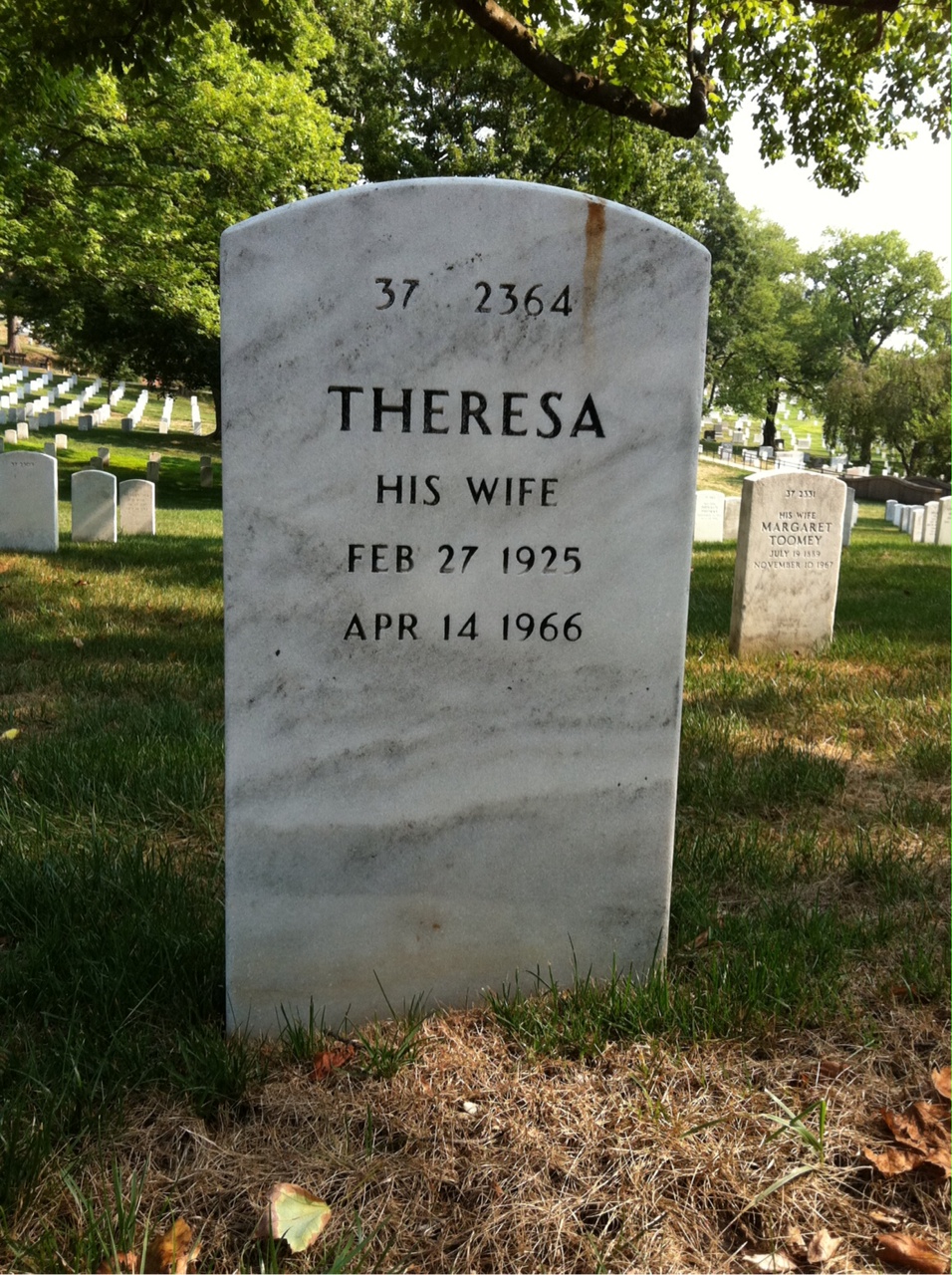 Back of headstone — Frederick Ferro