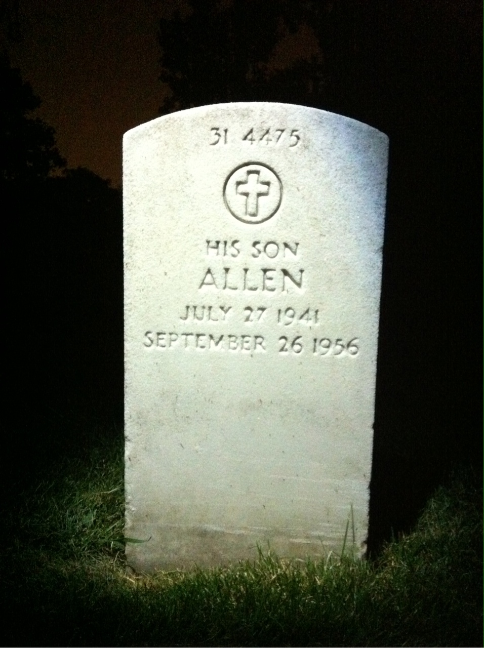 Back of headstone — Allen Moore