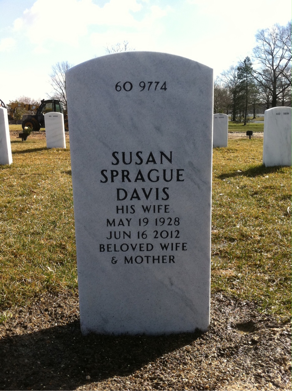 Back of headstone — William L Davis