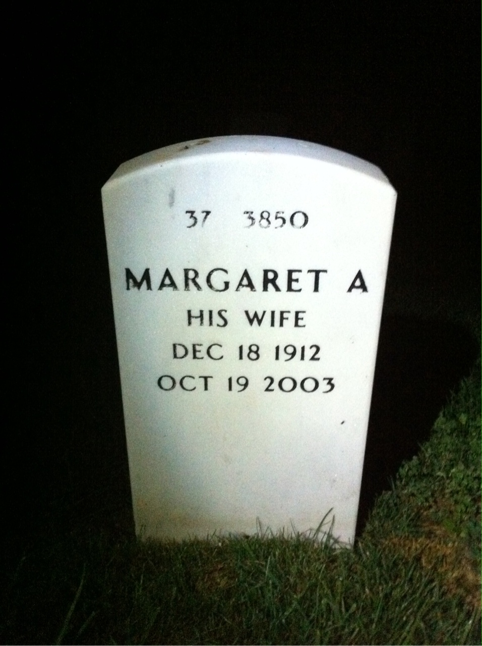Back of headstone — Harold Towe