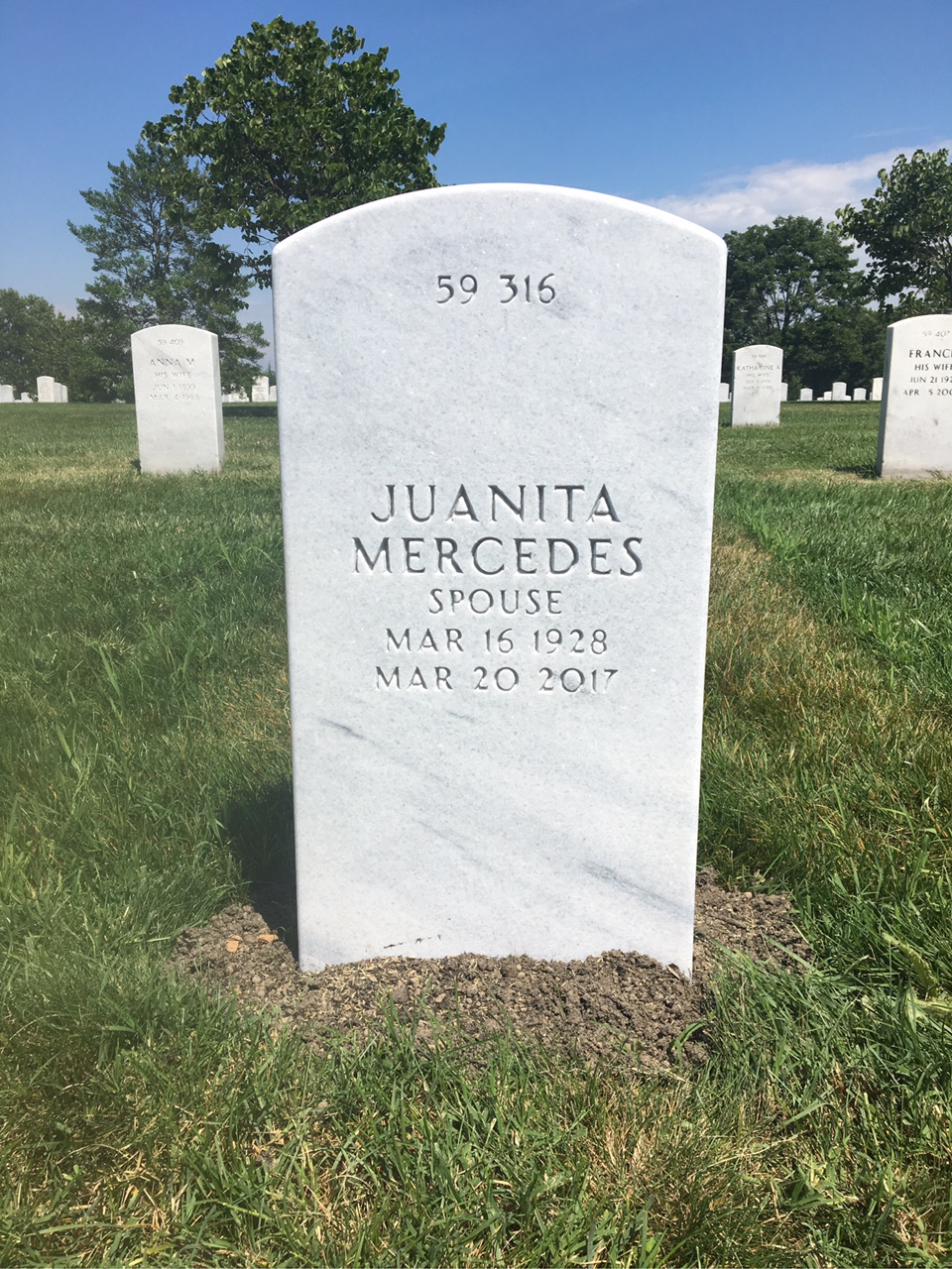 Back of headstone — Eugene Addeo