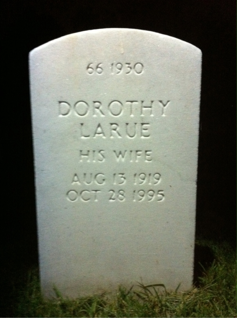 Back of headstone — Dorothy B Thomas
