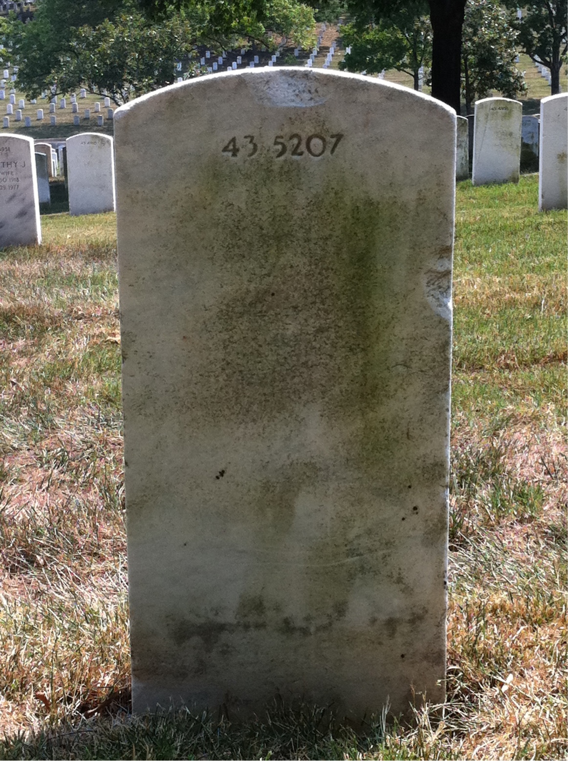 Back of headstone — James Allen